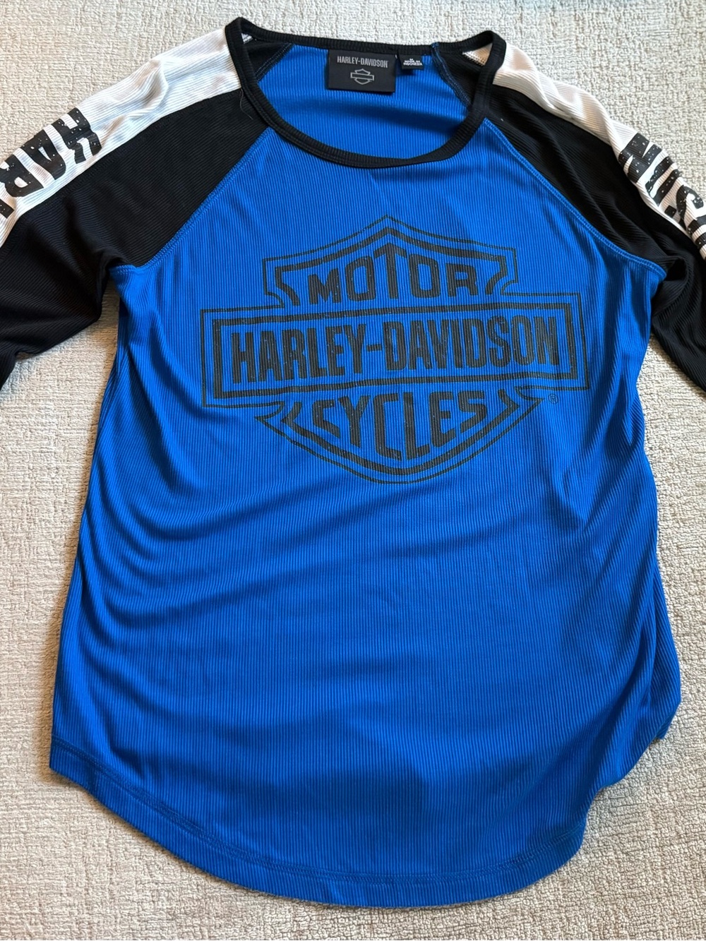 Harley-Davidson Blue and Black Logo Ribbed Tee